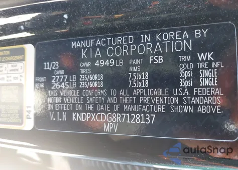 2024 Kia Sportage Hybrid Sx-Prestige z USA, uszkodzony, nr VIN KNDPXCDG8R7128137